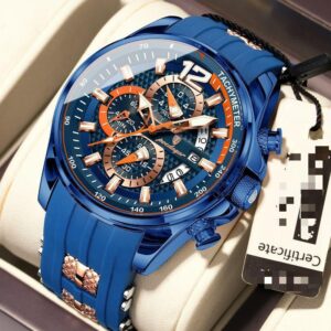 POEDAGAR Premium Quartz Wristwatch – Sapphire Glass, Butterfly Buckle, Extra Battery
