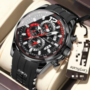 POEDAGAR Premium Quartz Wristwatch – Sapphire Glass, Butterfly Buckle, Extra Battery